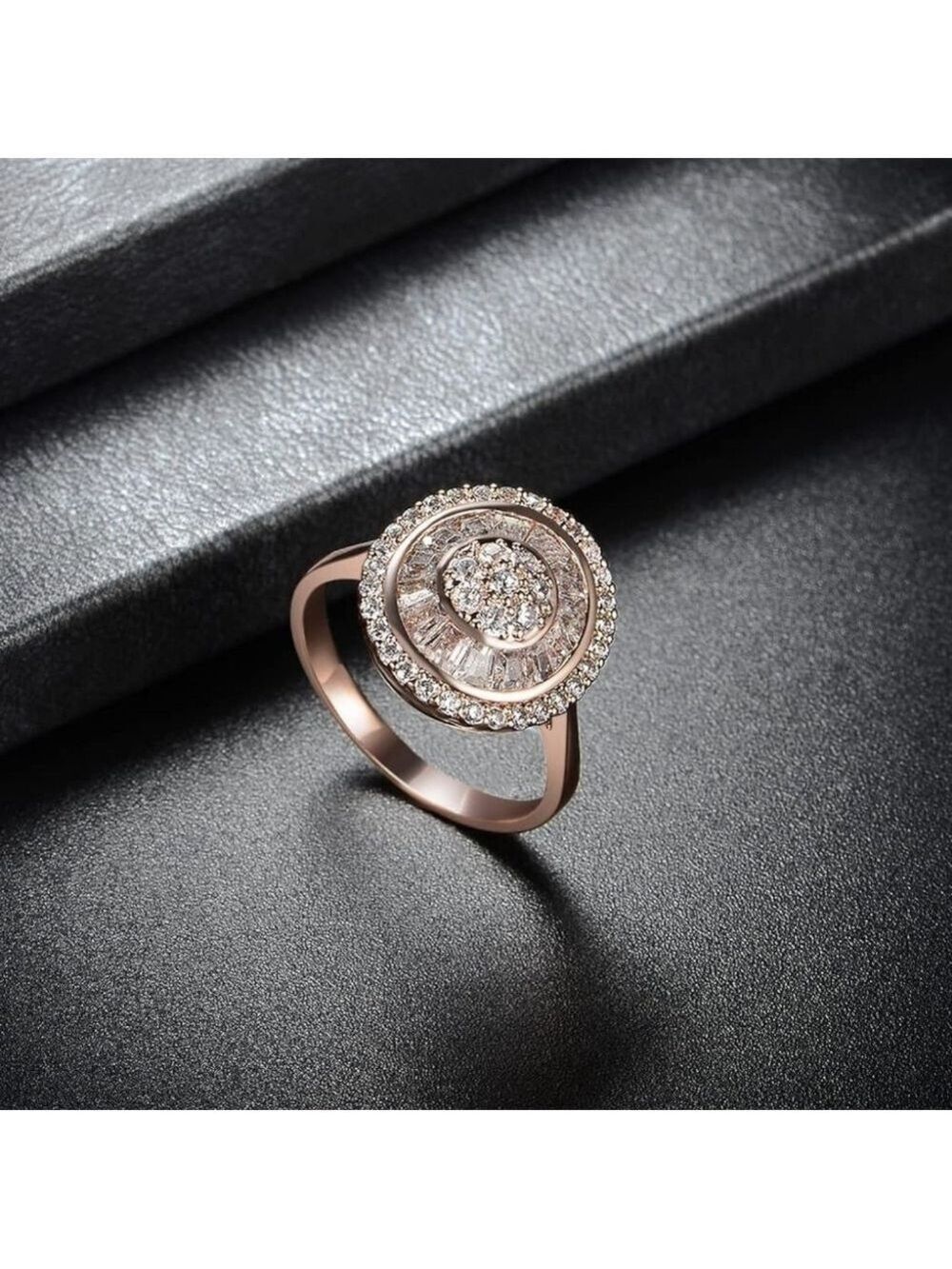 Rose Gold Ring With Cubic Zirconia - Picture 4 of 5